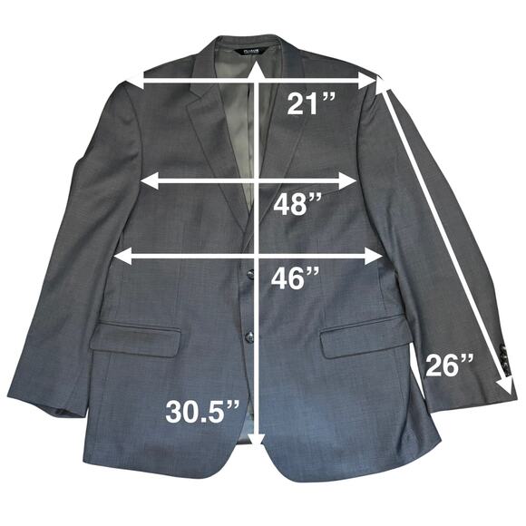 Jos. A. Bank Jacket Men's 48R Gray Blazer Wool Travelers Collection 2 Button - Picture 3 of 9